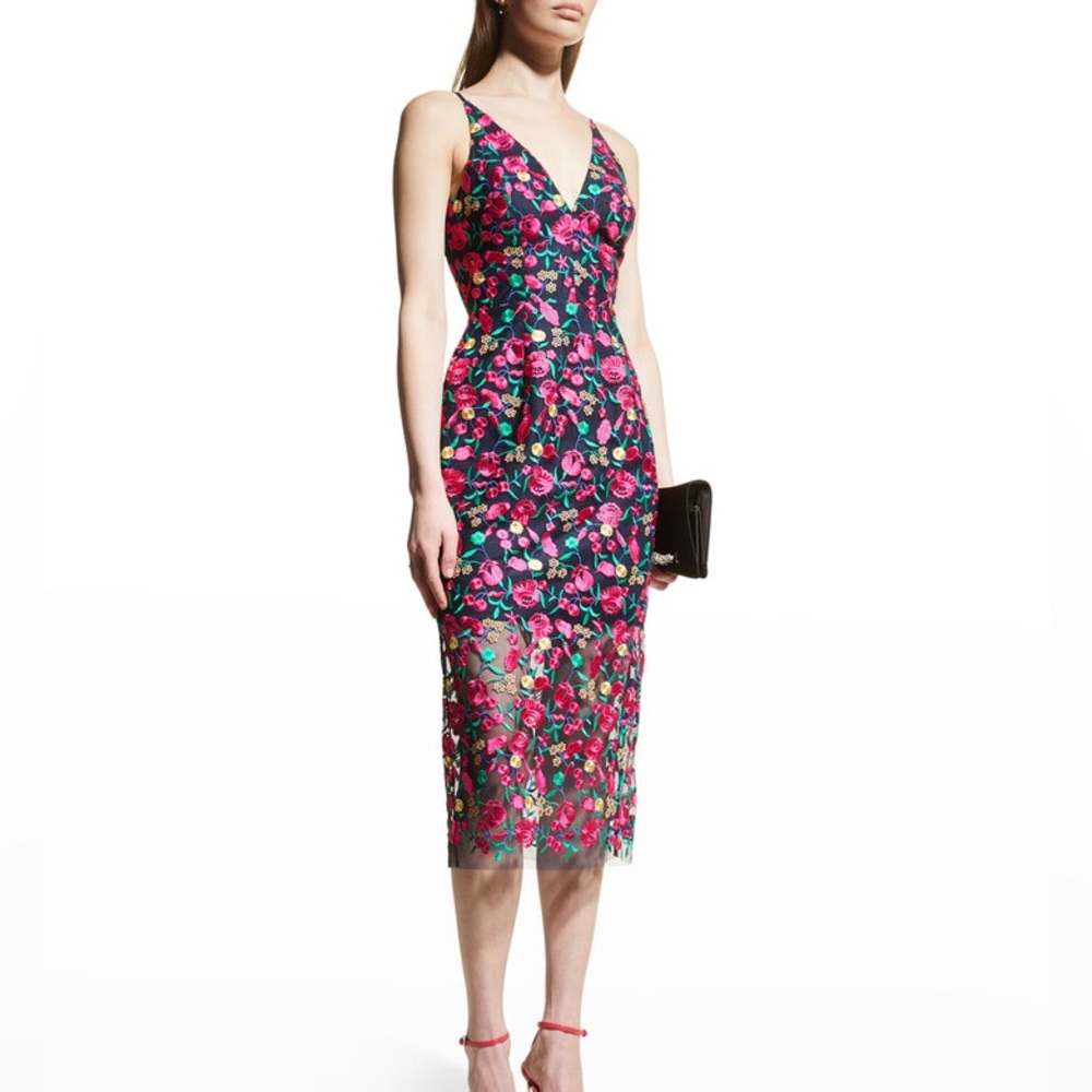 Floral-Embroidered Midi Dress NWT